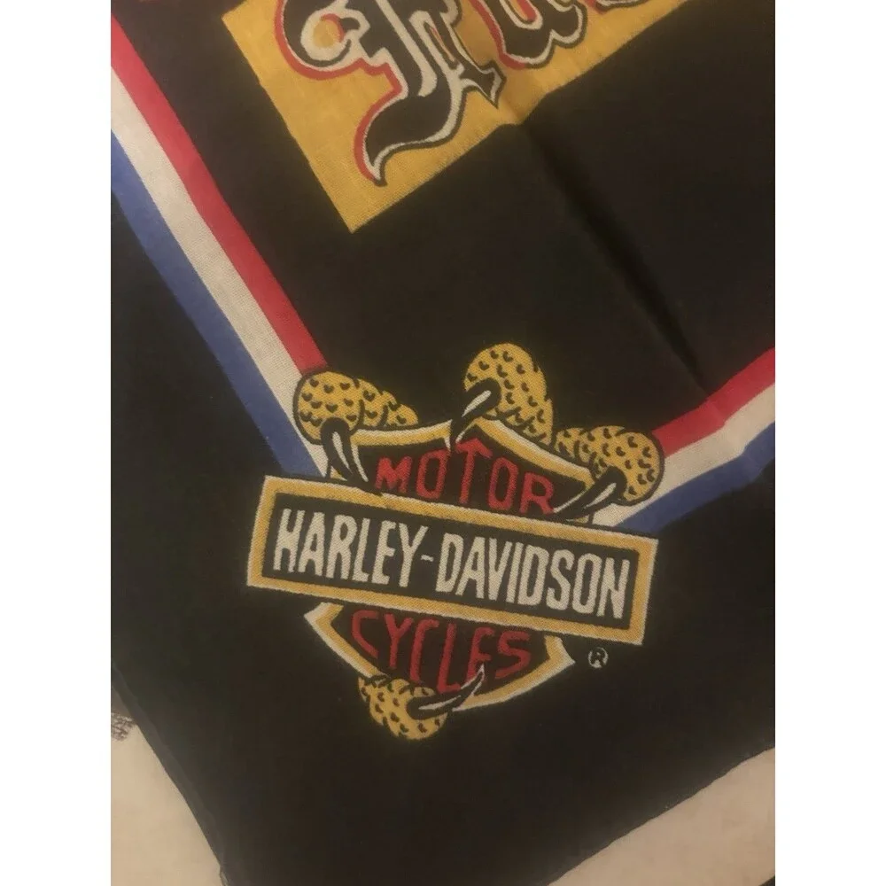 Vintage 1980’s Harley Davidson Bald Eagle Bandana Handkerchief, 3D Emblem